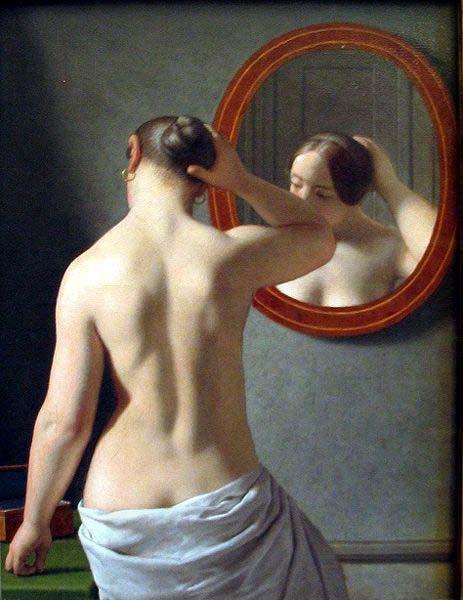 Christoffer Wilhelm Eckersberg Woman Standing in Front of a Mirror China oil painting art